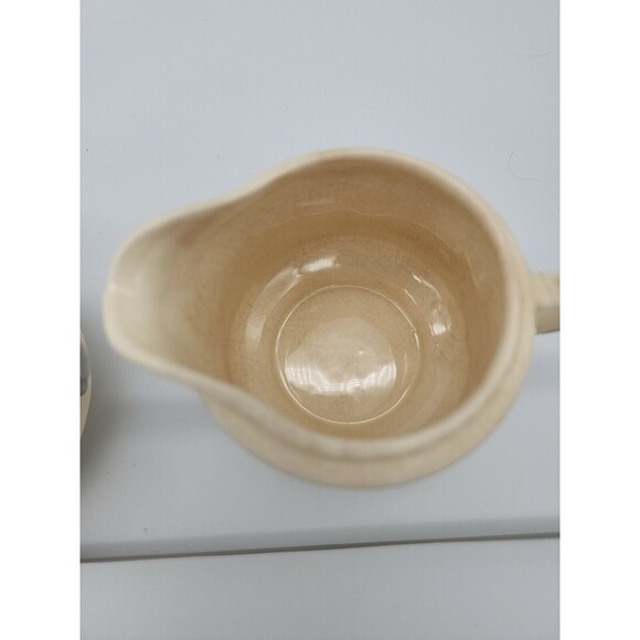 ADAM ANTIQUE by STEUBENVILLE Sugar Bowl w Lid & Creamer Cream with Silver TrIm - Picture 12 of 12